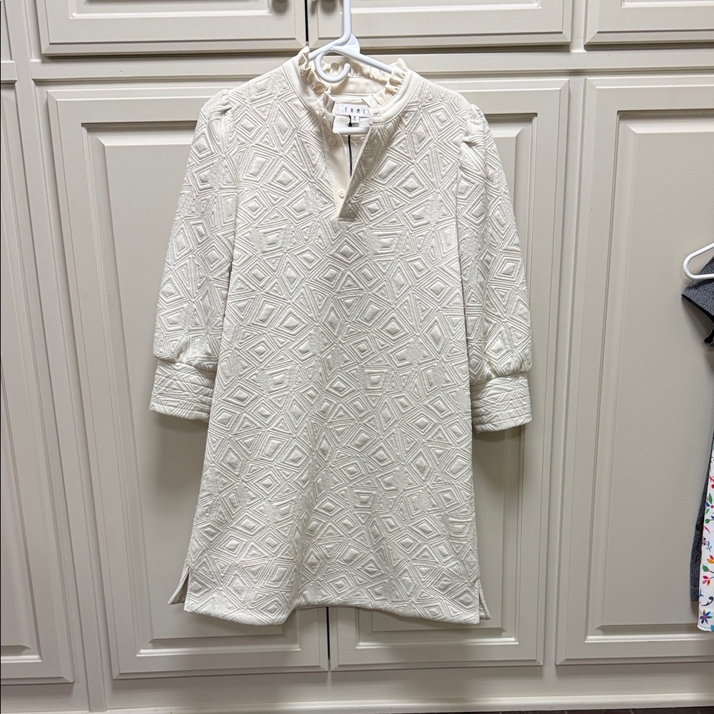 THML Cream Textured Midi Dress Medium NWT